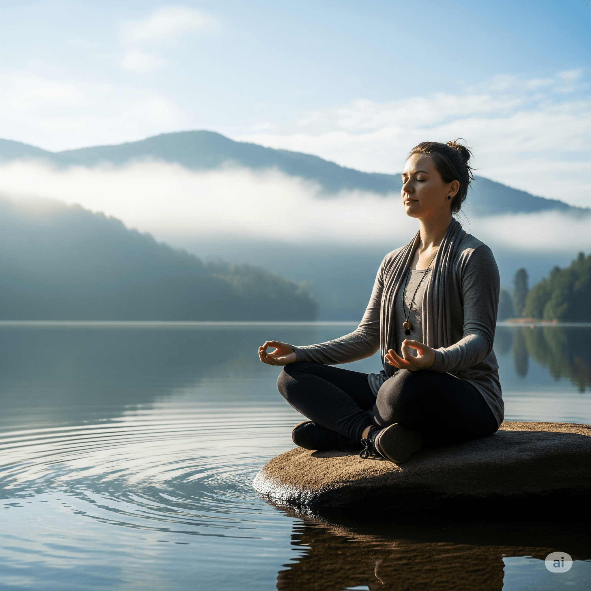 A person meditating, symbolizing focus and calm